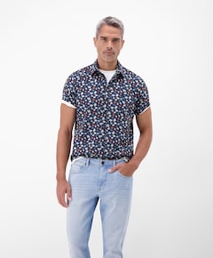 Heren overhemd korte mouw blauw