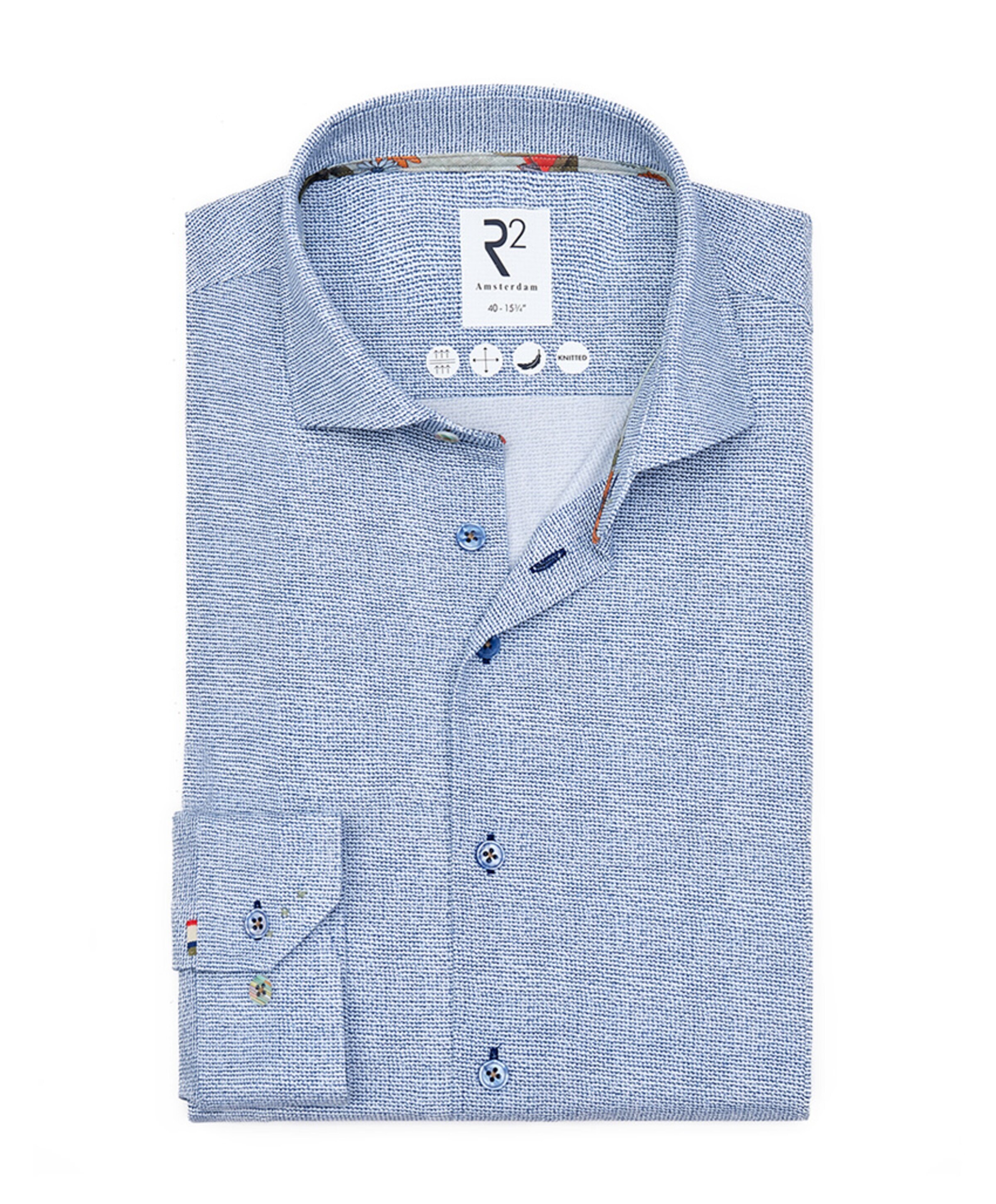 Heren overhemd extra lange mouw blauw