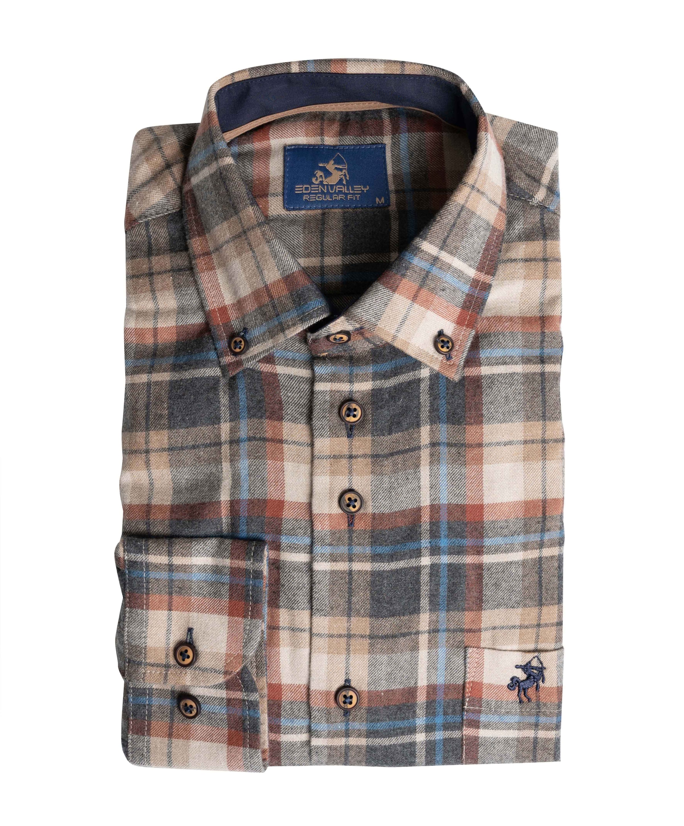 Heren overhemd lange mouw bruin