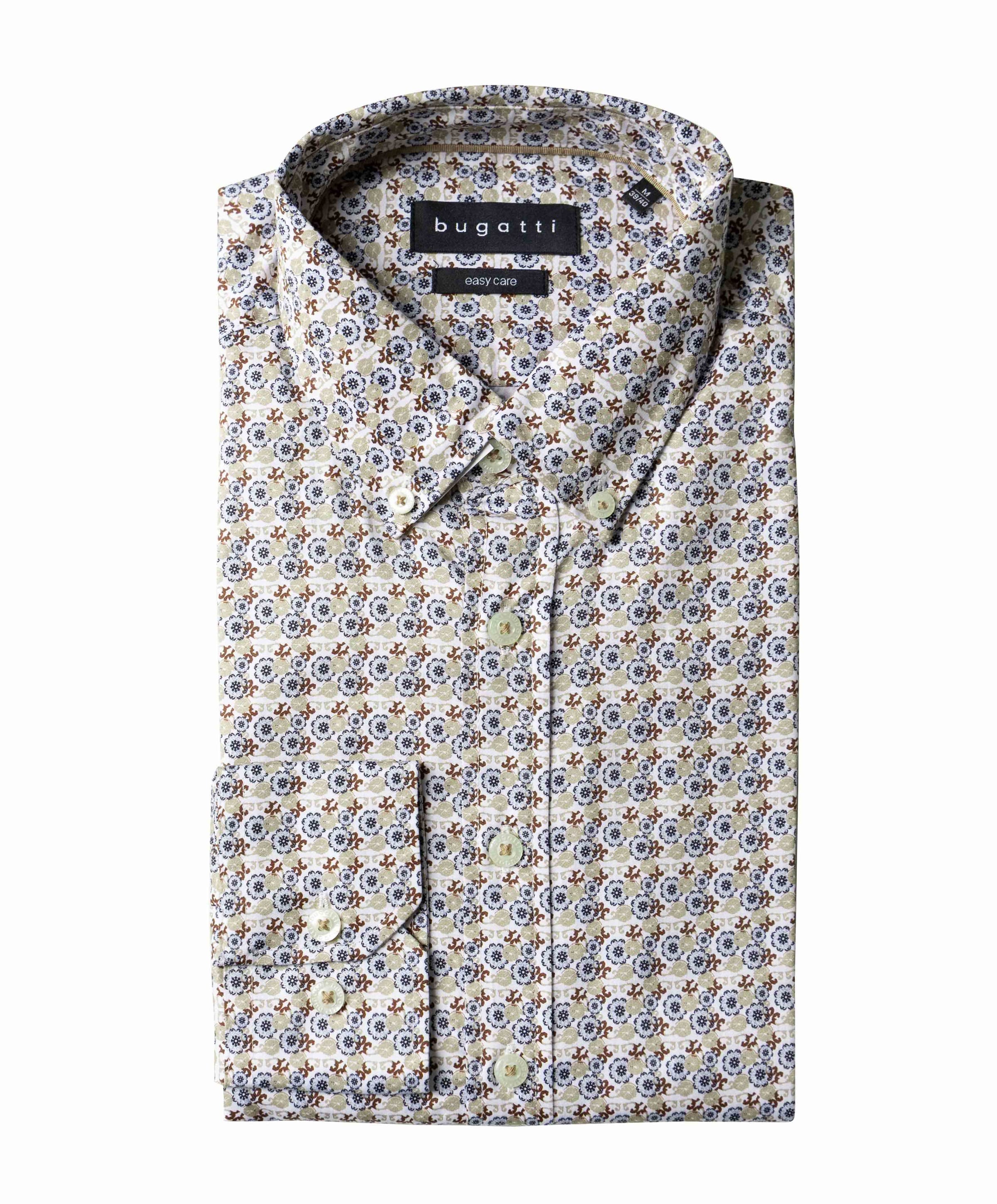 Heren overhemd lange mouw beige