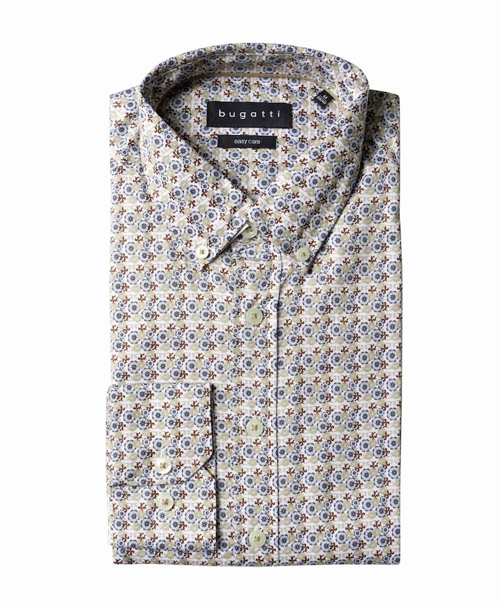 Heren overhemd lange mouw beige