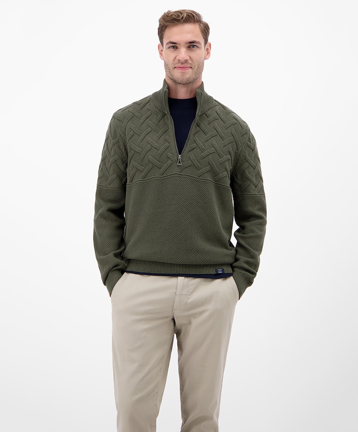 Heren trui met rits groen