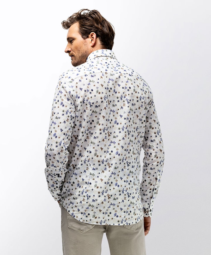 Heren overhemd lange mouw blauw