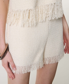 Yubi fringe bouclé dames korte broek ecru