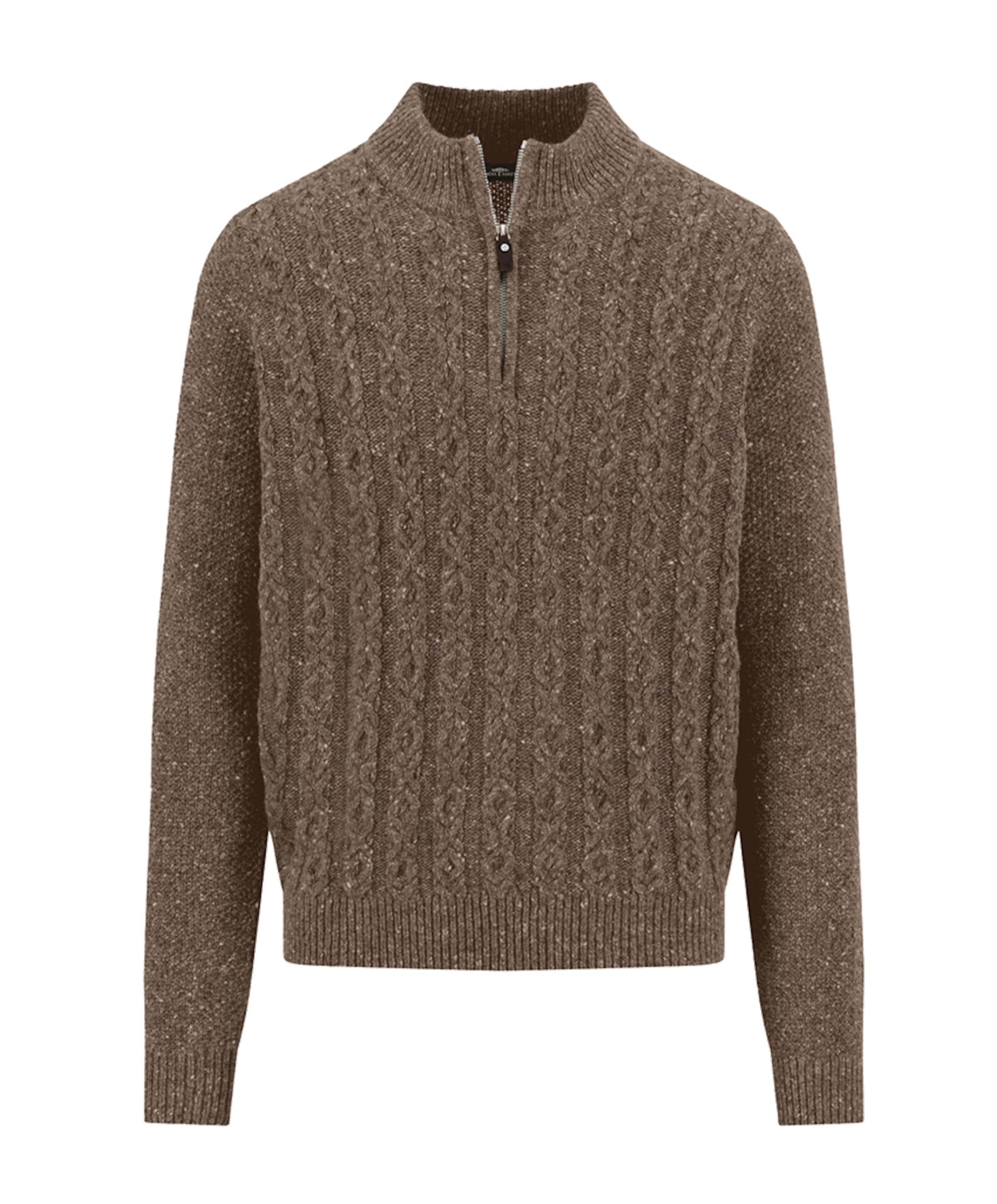 Heren trui met rits bruin