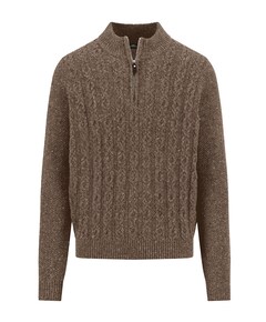 Heren trui met rits bruin