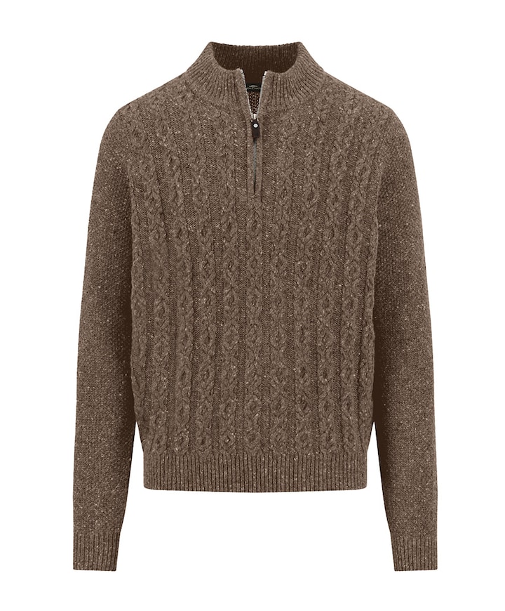 Heren trui met rits bruin