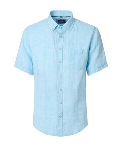 Heren overhemd korte mouw blauw