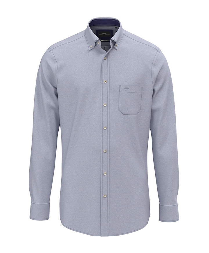 Heren overhemd lange mouw blauw