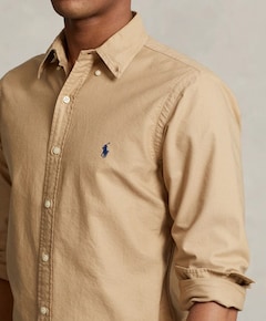 Heren overhemd lange mouw beige