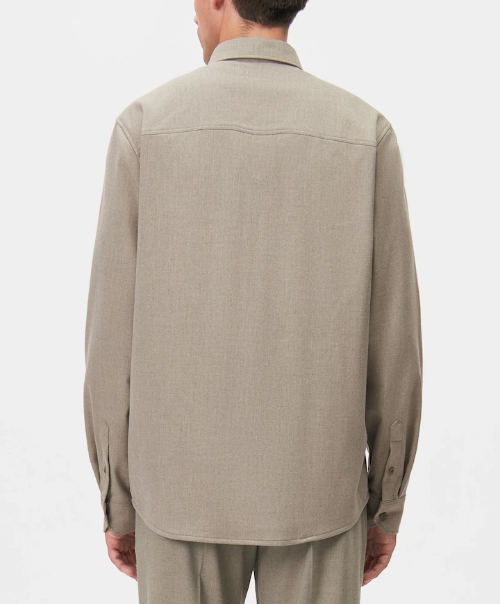 Heren overhemd lange mouw beige