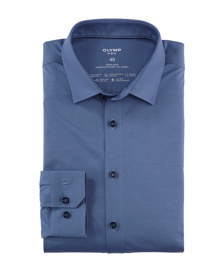 Heren overhemd lange mouw blauw