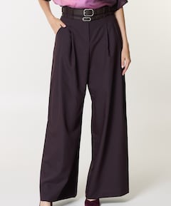 wol mix-effen-plooi dames pantalon paars