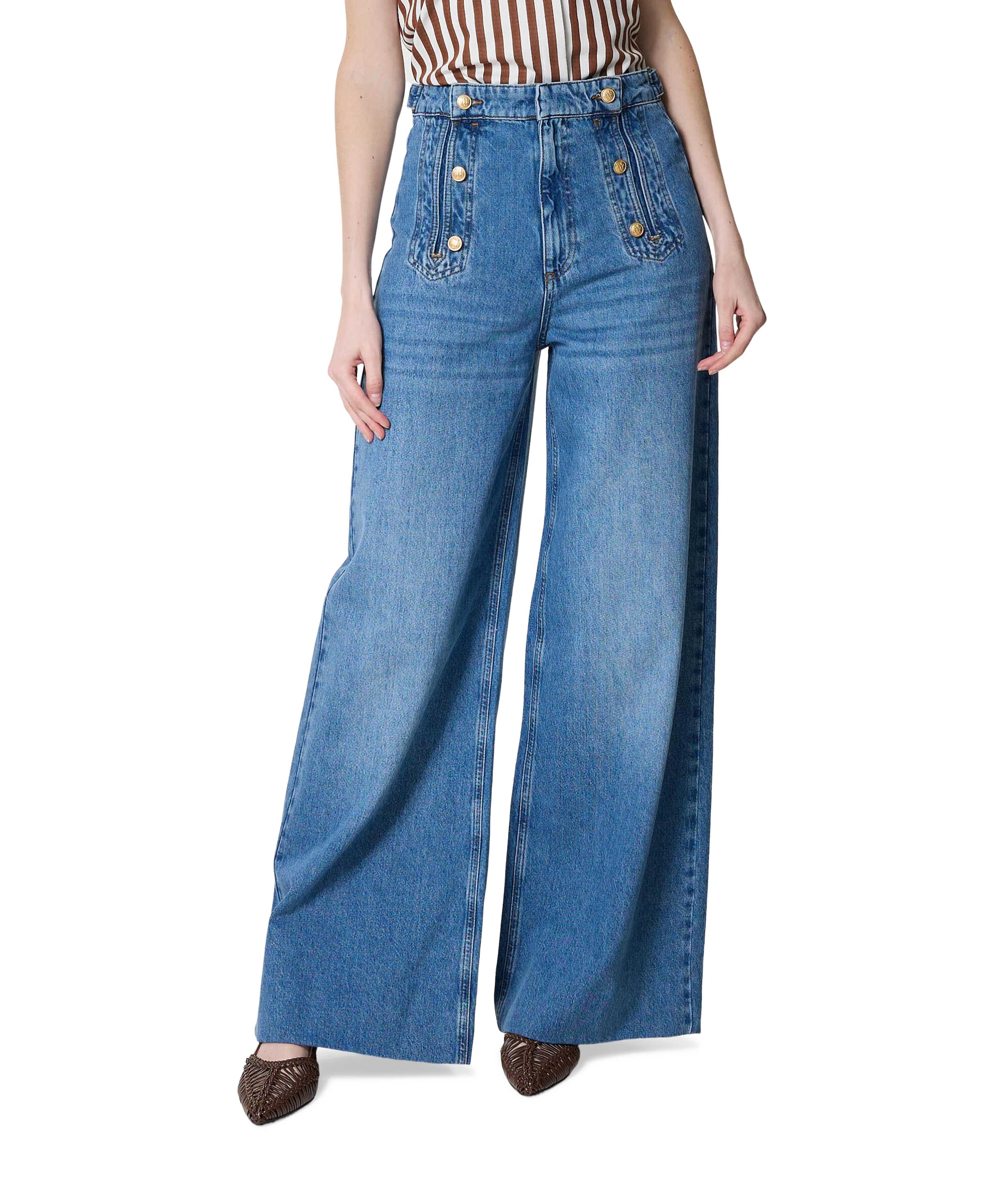 RUMO high-waisted wide-leg dames jeans blauw