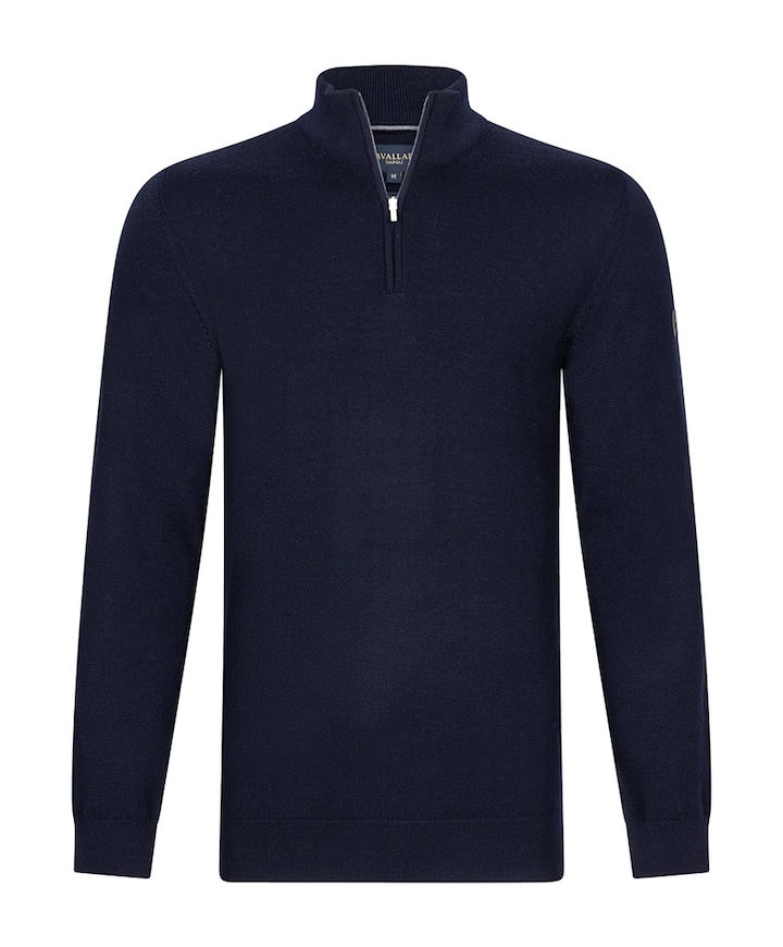 Heren trui met rits blauw