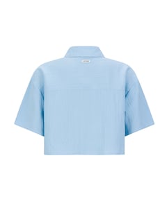 Meisjes blouse korte mouw blauw