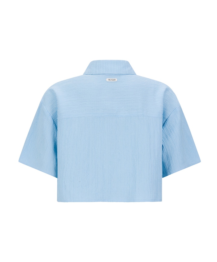 Meisjes blouse korte mouw blauw