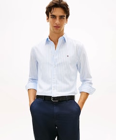 Heren overhemd lange mouw blauw