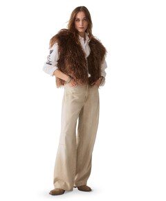 Barrel fit Retro cotton dames broek beige
