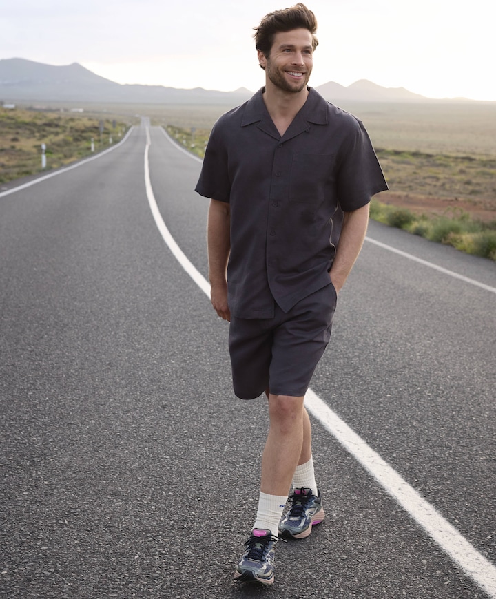 Linen Blend Short grijs