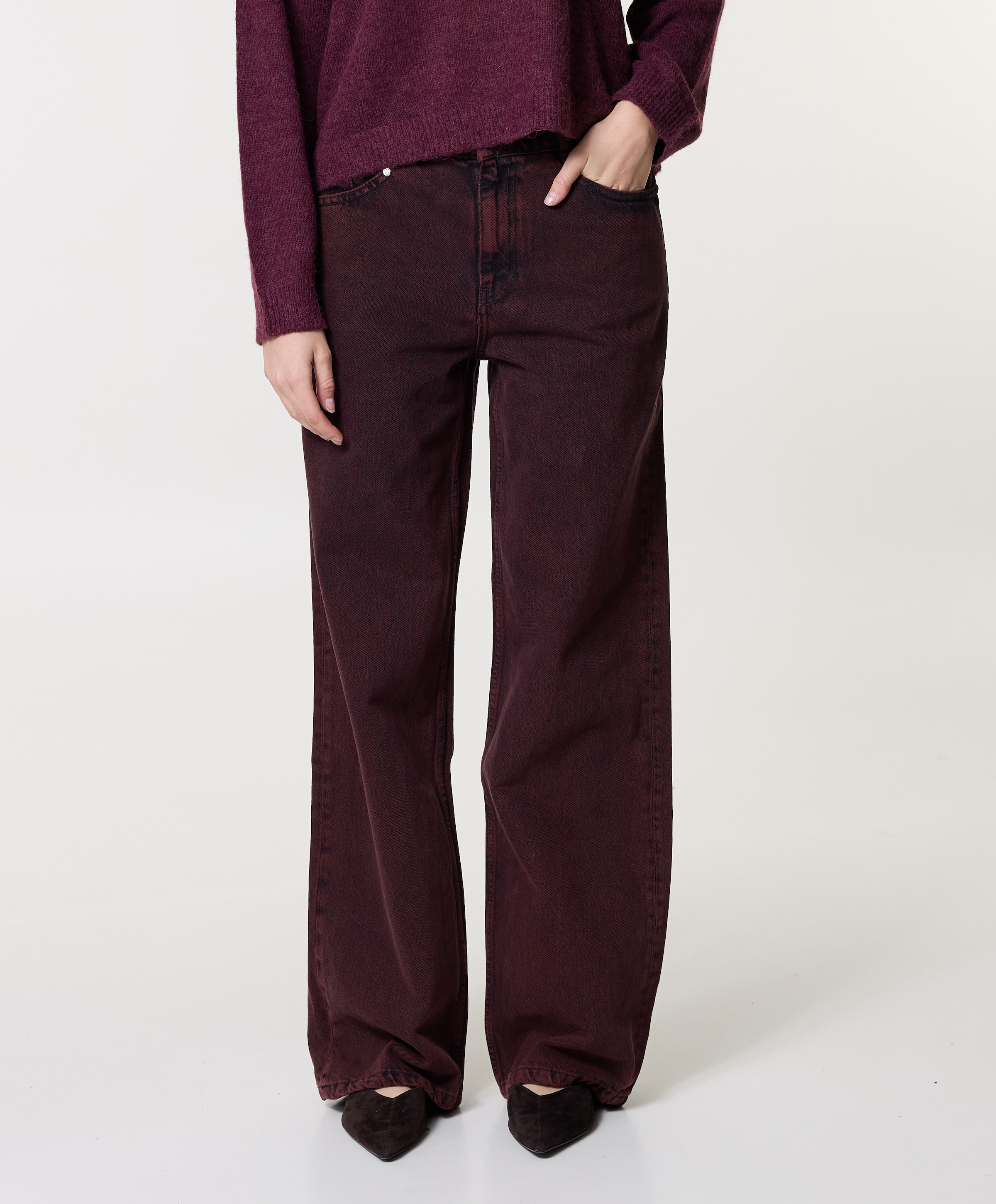 Nuit wide leg jeans bordeaux