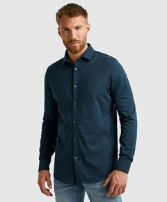 Heren overhemd lange mouw blauw