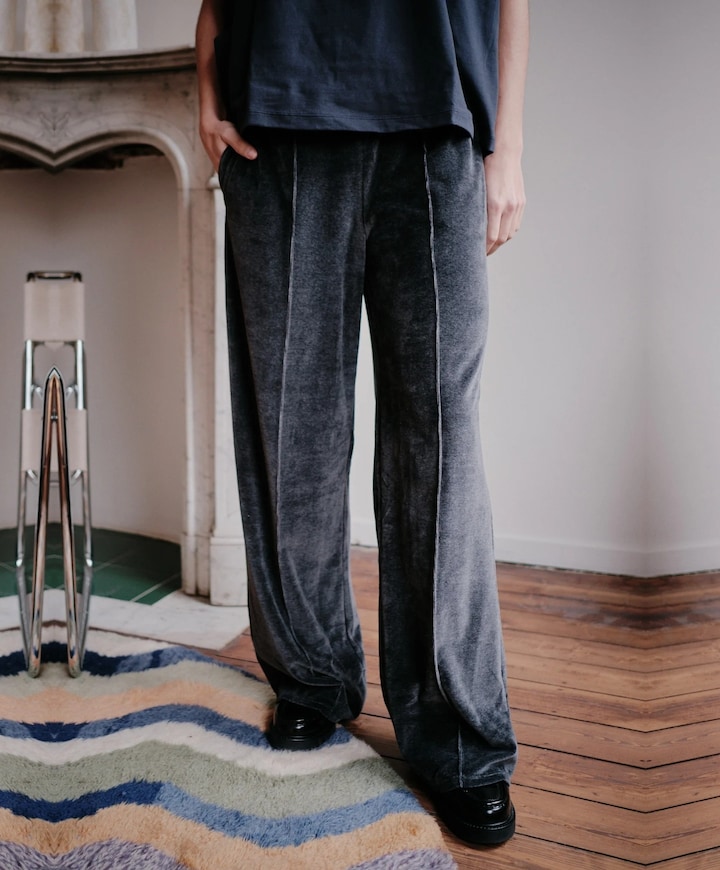 Pants Velour dames broek grijs