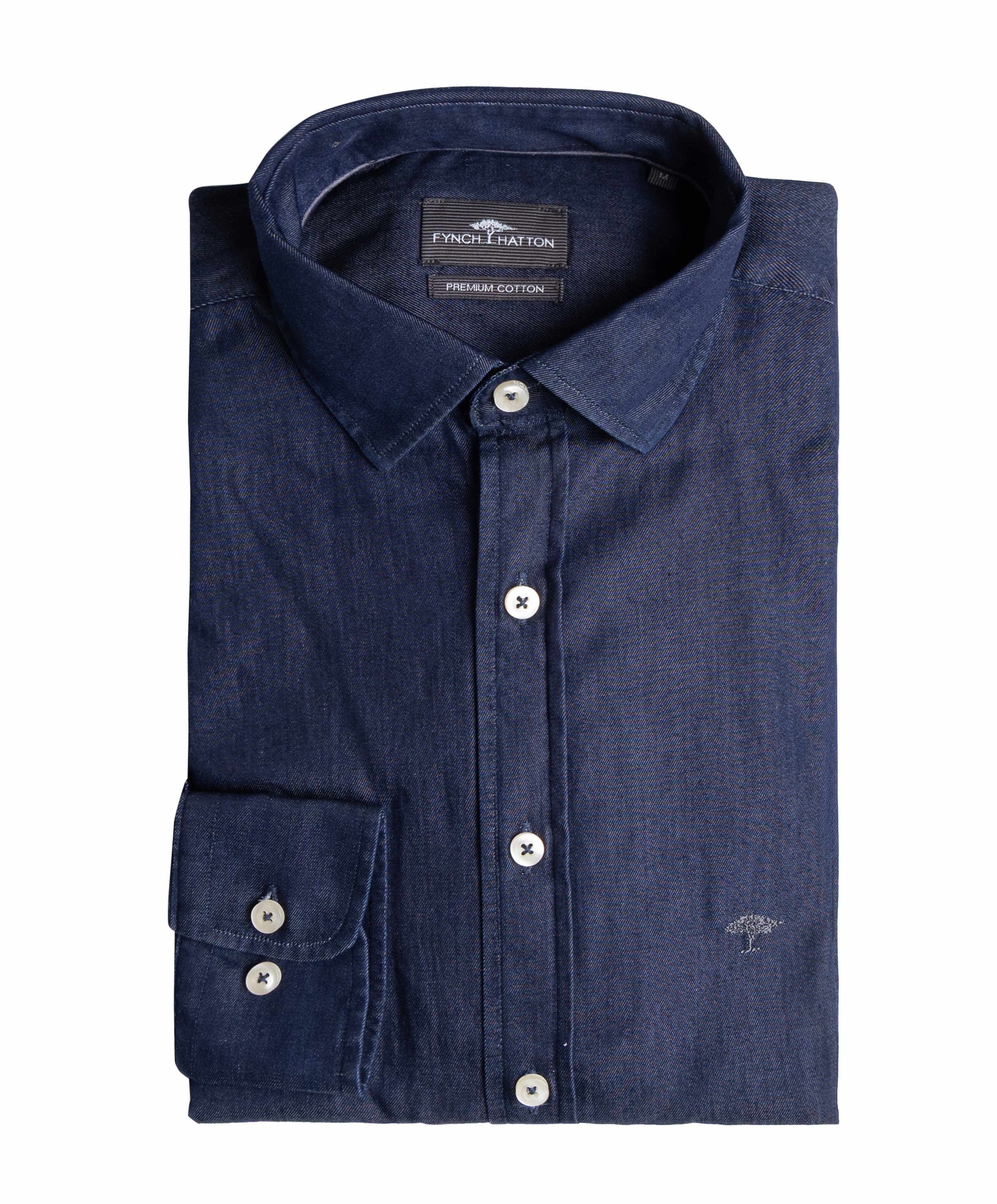 Heren overhemd lange mouw blauw
