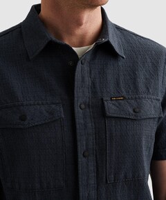Heren overhemd korte mouw blauw