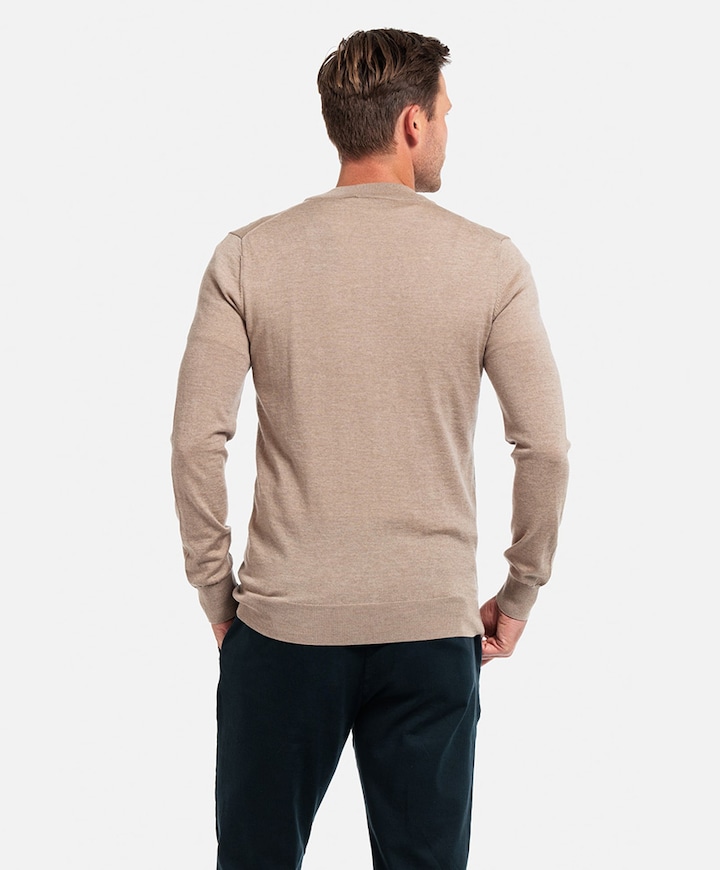 Heren trui met rits beige