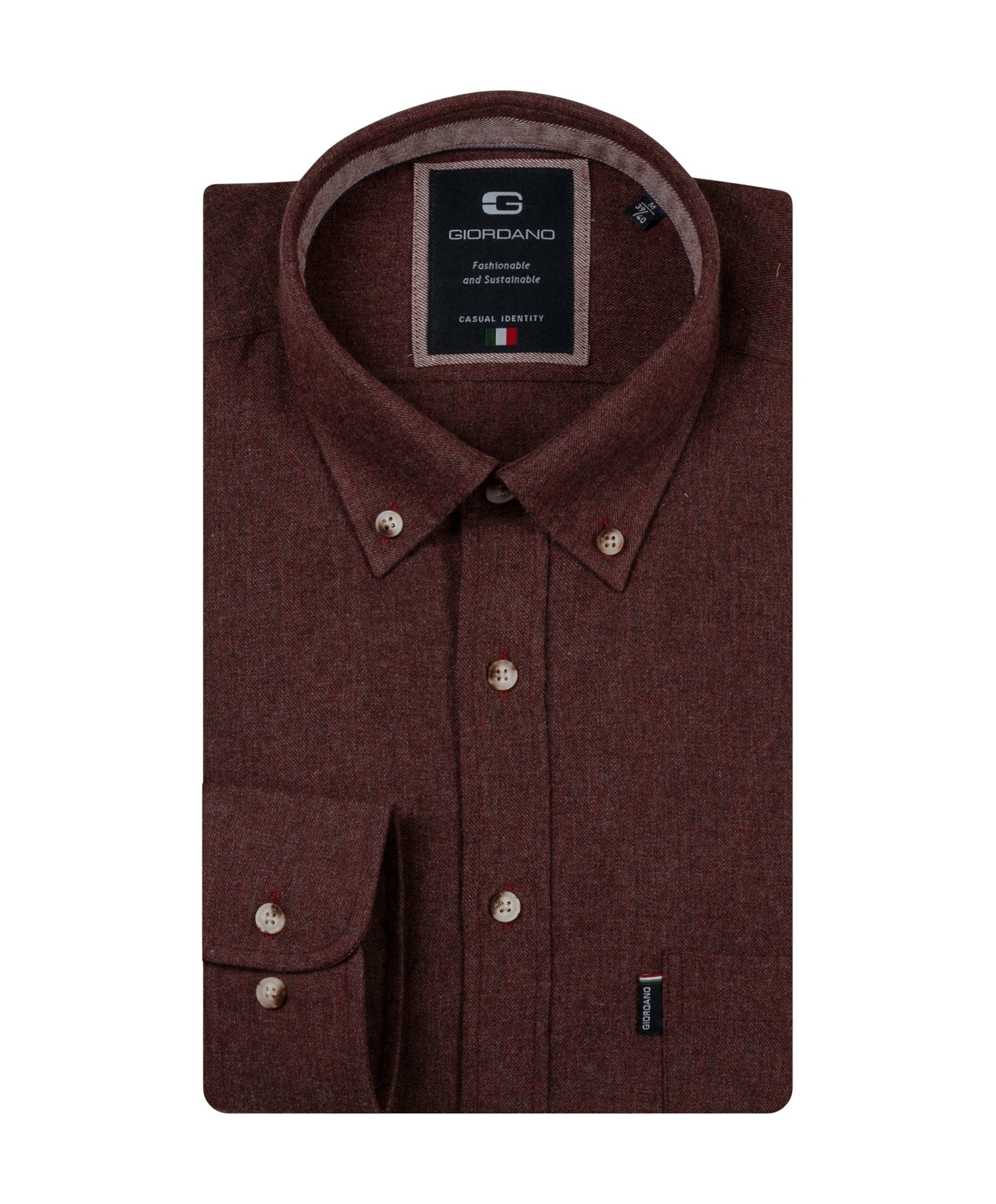 Heren overhemd lange mouw bordeaux