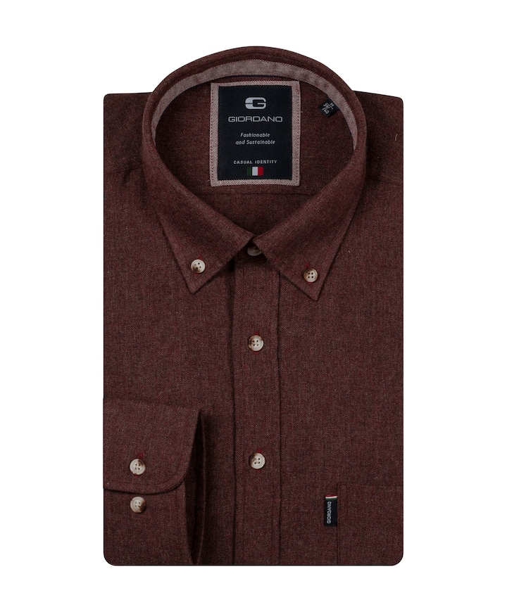 Heren overhemd lange mouw bordeaux