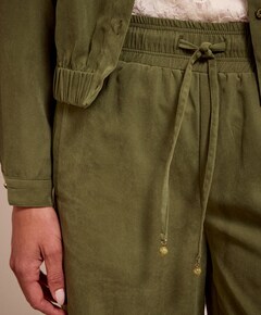 Wide-Leg Cupro Look broek groen