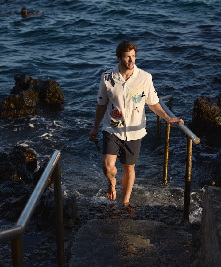 Plain heren zwembroek blauw