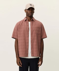 Heren overhemd korte mouw rood