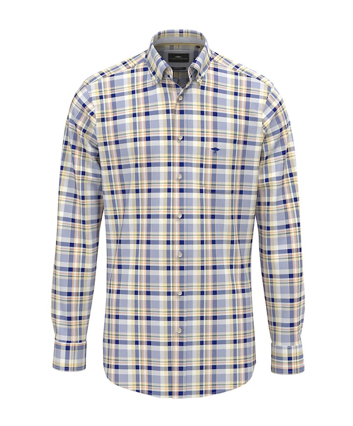 Heren overhemd lange mouw blauw