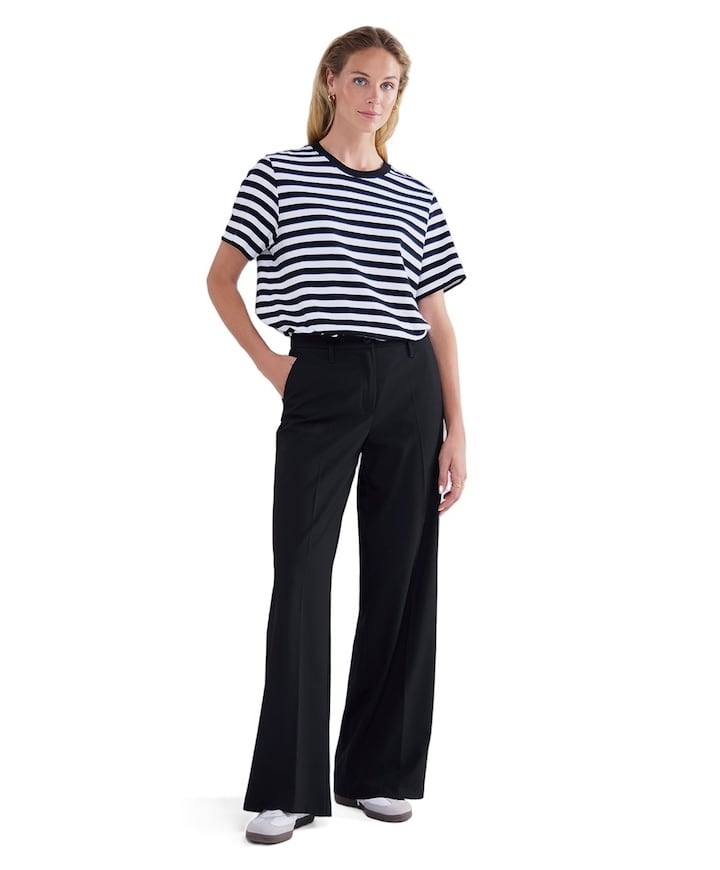 Trousers viscose blend stretch zwart
