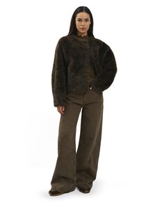 Jeans met hoge taille en wijde dames broek bruin