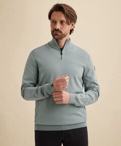 Heren trui met rits blauw