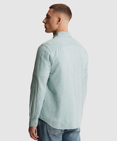 Heren overhemd lange mouw blauw