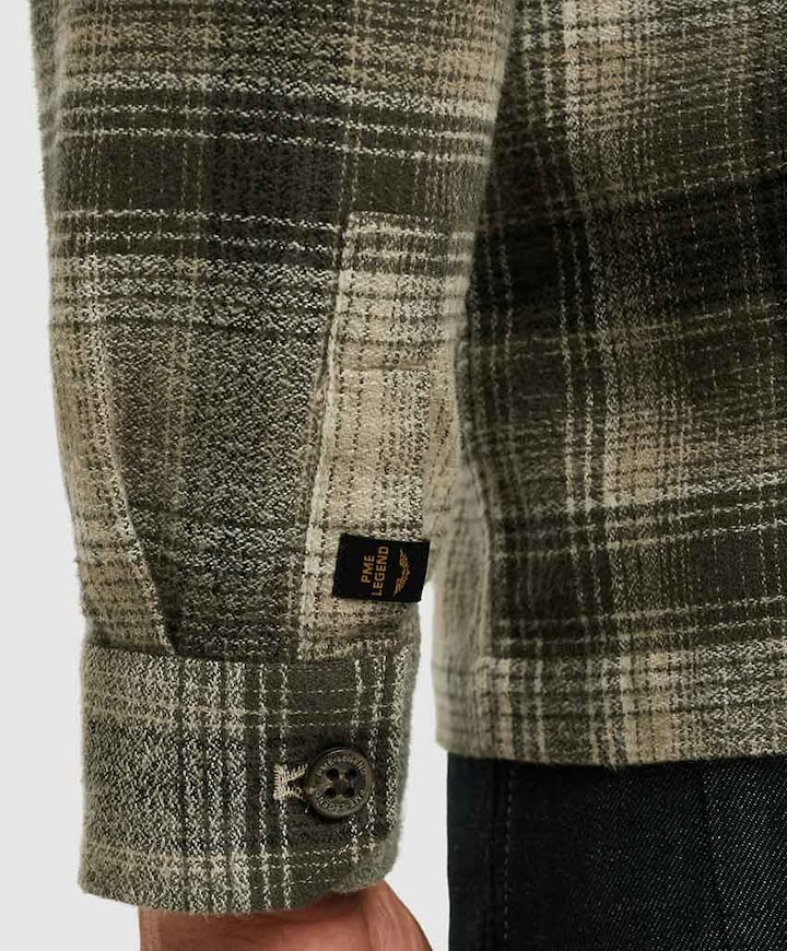 Heren overhemd lange mouw beige