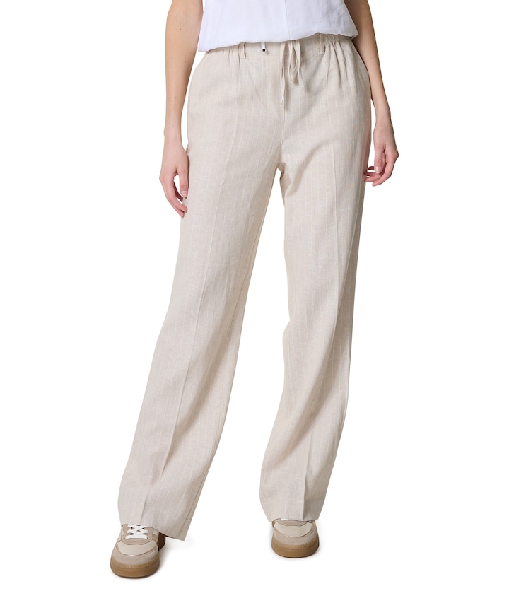 Claudette Linen/Visco Pinstripe L33 dames broek beige