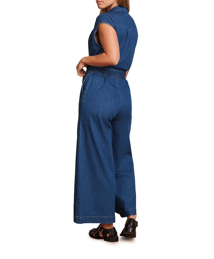Amy Chambray dames jumpsuit blauw