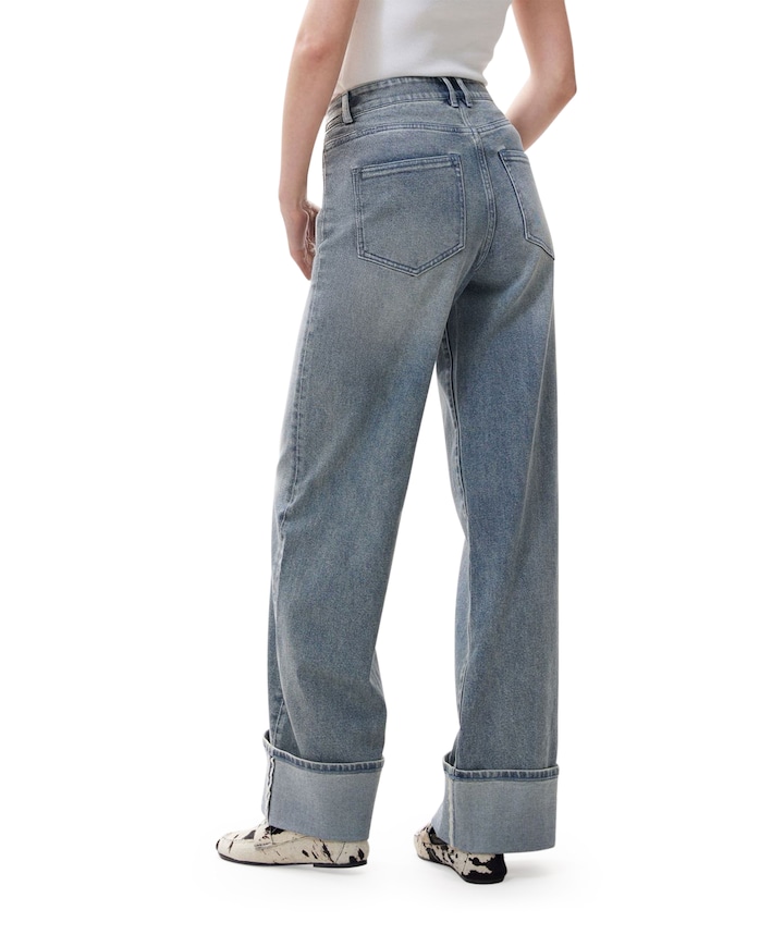 Loose fit with fold jeans blauw