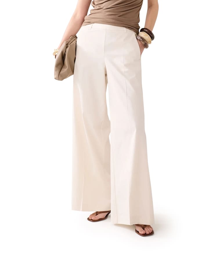 Long Cotton stretch dames broek ecru