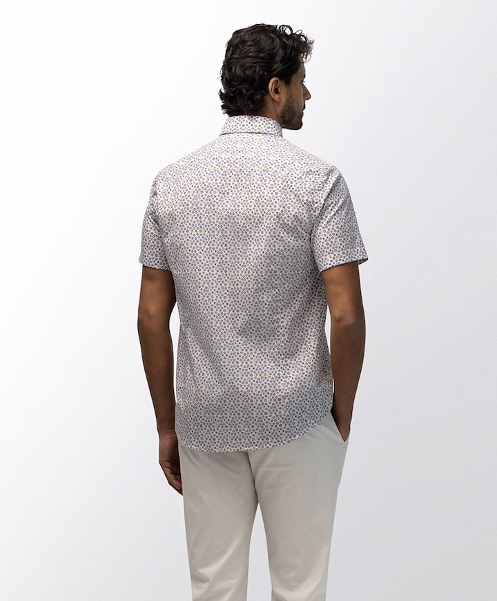 Heren overhemd korte mouw blauw