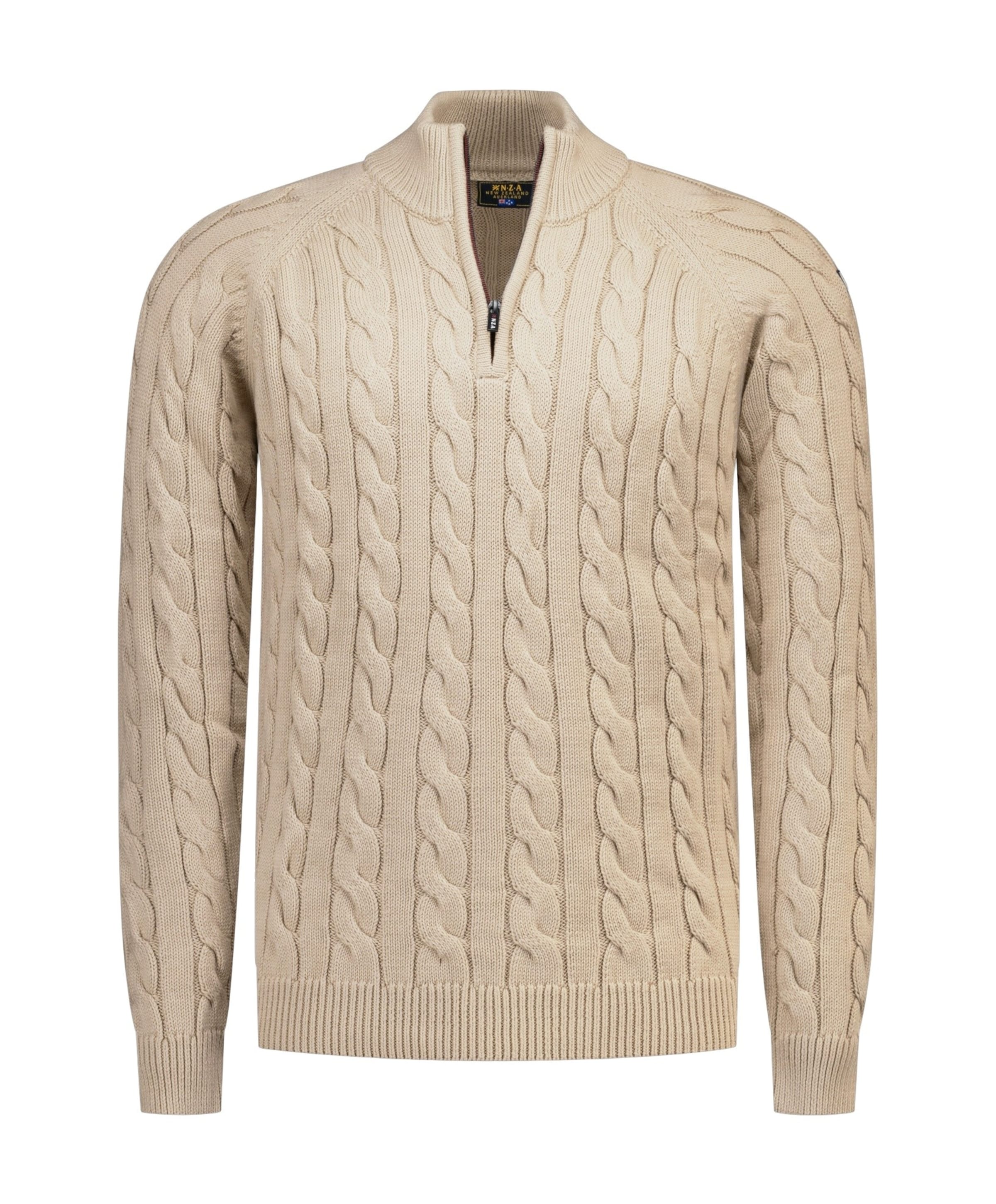 Heren trui met rits beige