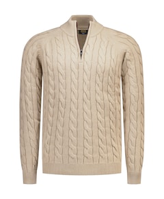 Heren trui met rits beige