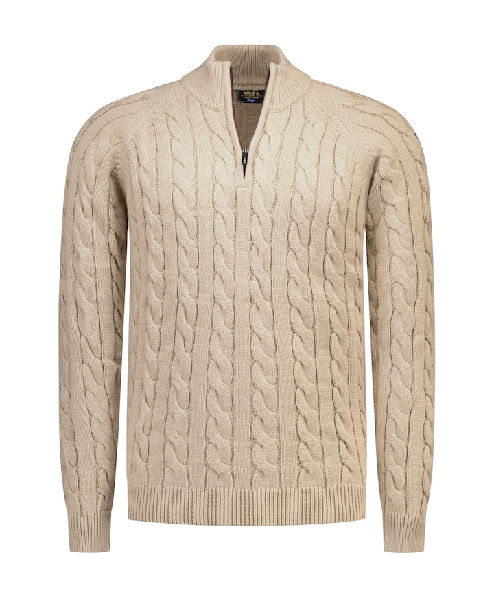 Heren trui met rits beige