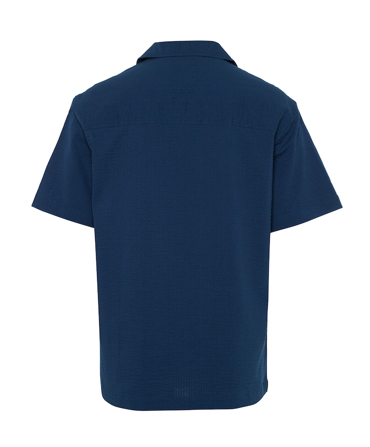 Heren overhemd korte mouw blauw
